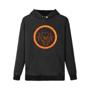Hand Heart Orange Snap Hoodie